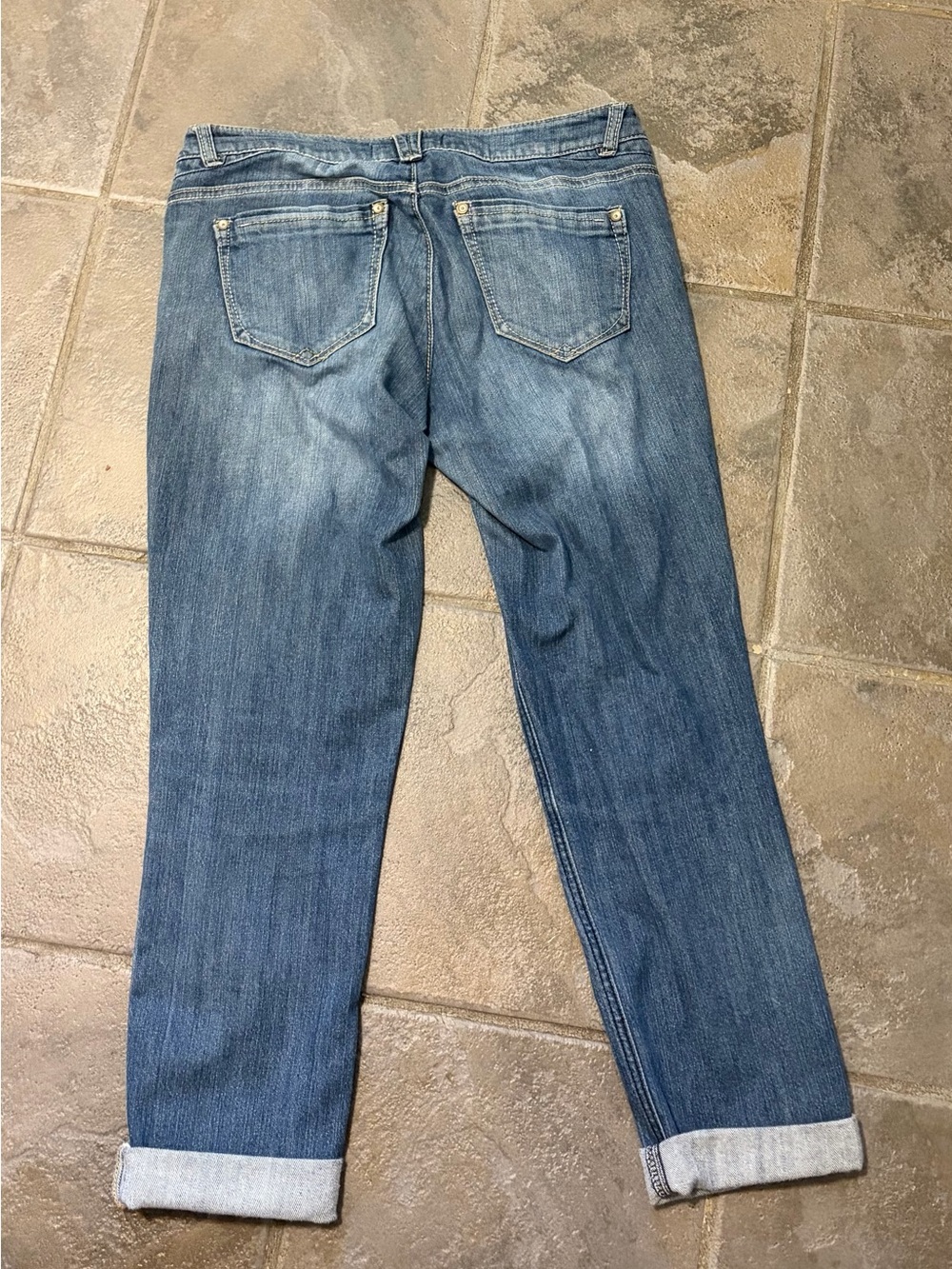 Democracy Women's Distressed Blue Boyfriend Jeans - Picture 3 of 5